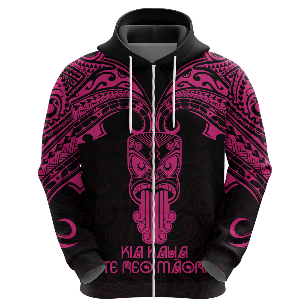 Personalised New Zealand Te Reo Maori Hoodie Kia Kaha Maori Language Week Pink Style LT9