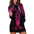 Personalised New Zealand Te Reo Maori Hoodie Dress Kia Kaha Maori Language Week Pink Style LT9