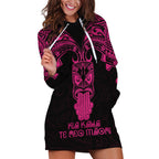 Personalised New Zealand Te Reo Maori Hoodie Dress Kia Kaha Maori Language Week Pink Style LT9