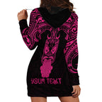 Personalised New Zealand Te Reo Maori Hoodie Dress Kia Kaha Maori Language Week Pink Style LT9