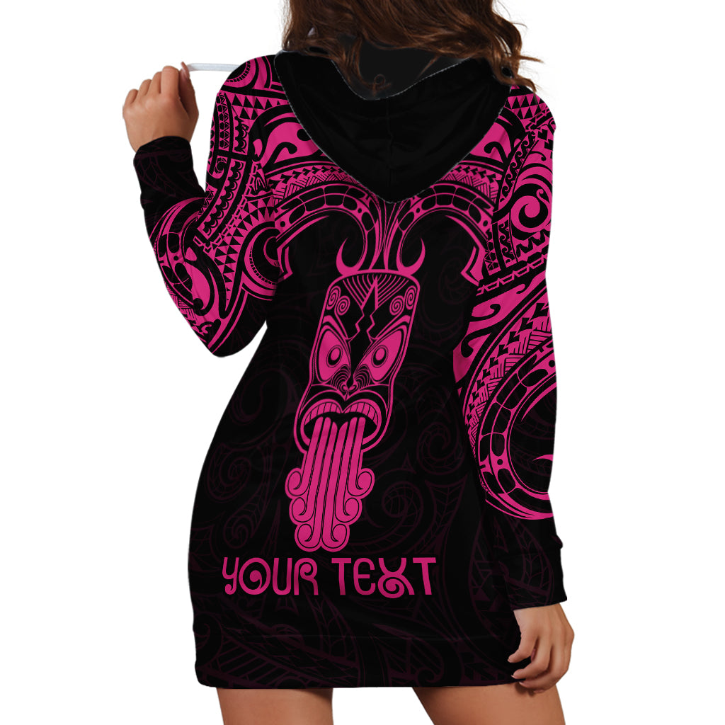 Personalised New Zealand Te Reo Maori Hoodie Dress Kia Kaha Maori Language Week Pink Style LT9