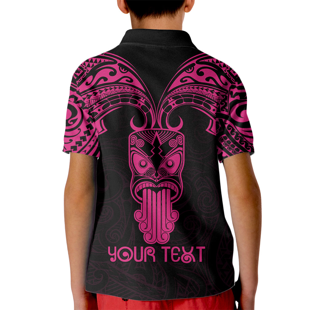 Personalised New Zealand Te Reo Maori Kid Polo Shirt Kia Kaha Maori Language Week Pink Style LT9