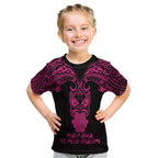 Personalised New Zealand Te Reo Maori Kid T Shirt Kia Kaha Maori Language Week Pink Style LT9