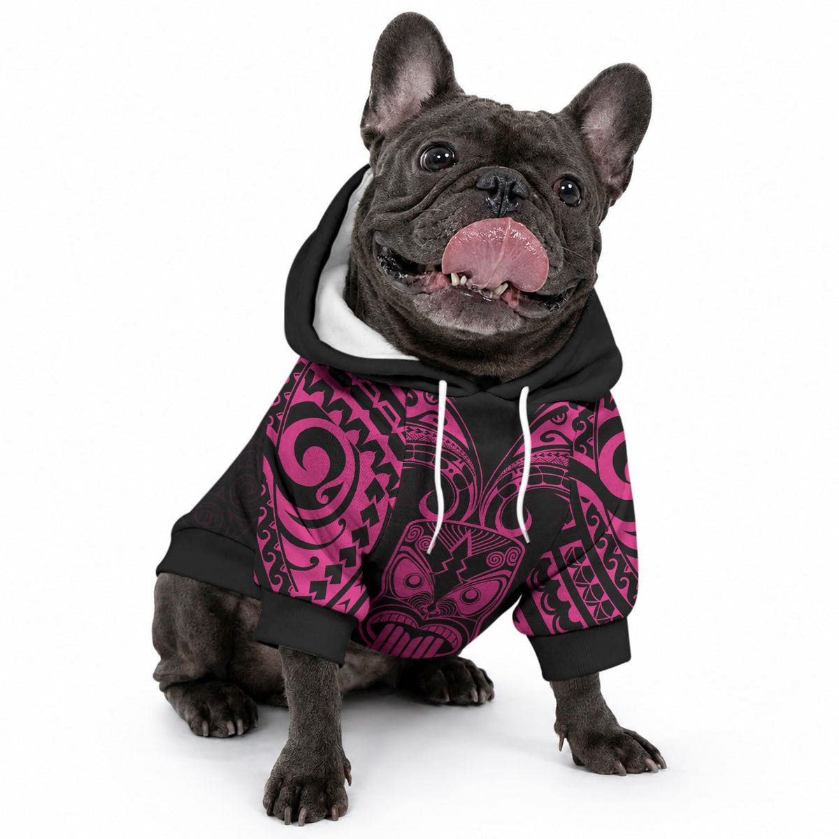 Personalised New Zealand Te Reo Maori Pet Hoodie Kia Kaha Maori Language Week Pink Style