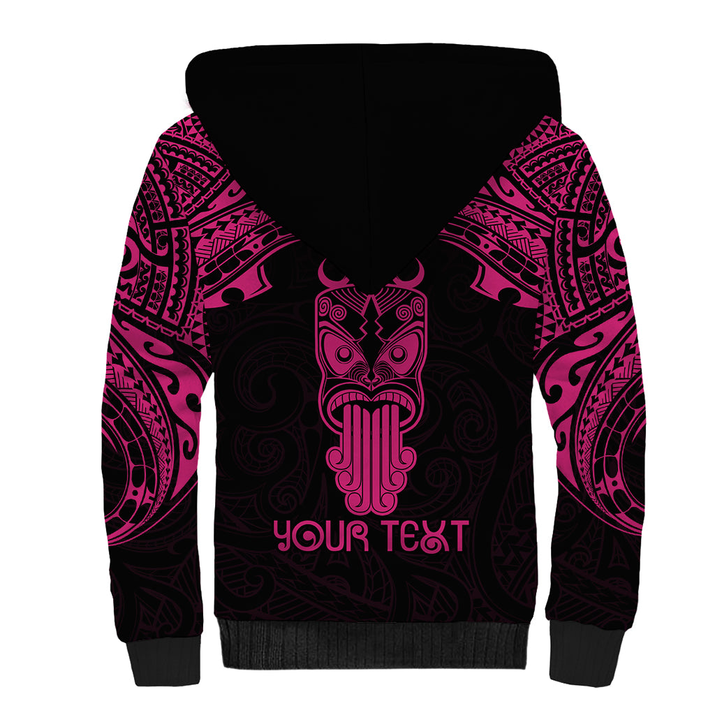 Personalised New Zealand Te Reo Maori Sherpa Hoodie Kia Kaha Maori Language Week Pink Style LT9