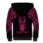 Personalised New Zealand Te Reo Maori Sherpa Hoodie Kia Kaha Maori Language Week Pink Style LT9