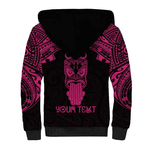 Personalised New Zealand Te Reo Maori Sherpa Hoodie Kia Kaha Maori Language Week Pink Style LT9