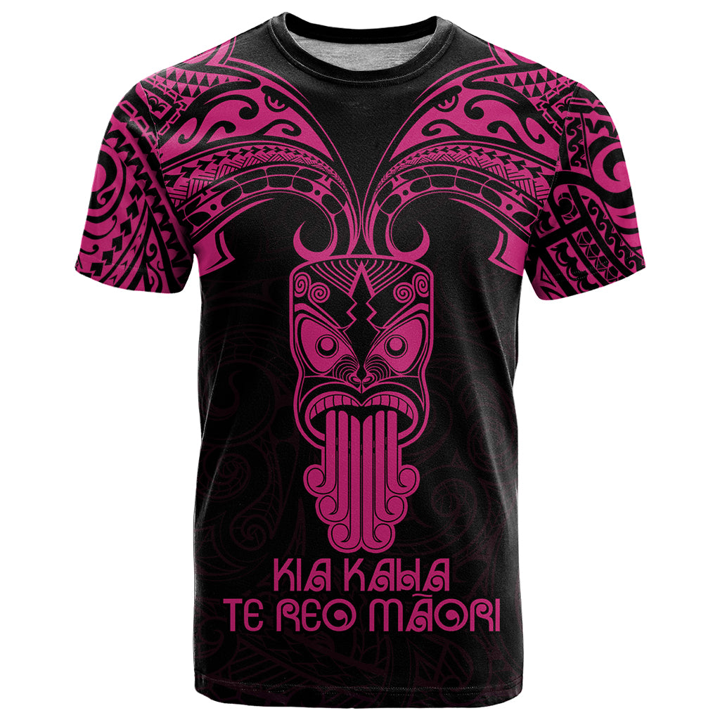 Personalised New Zealand Te Reo Maori T Shirt Kia Kaha Maori Language Week Pink Style LT9