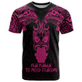 Personalised New Zealand Te Reo Maori T Shirt Kia Kaha Maori Language Week Pink Style LT9