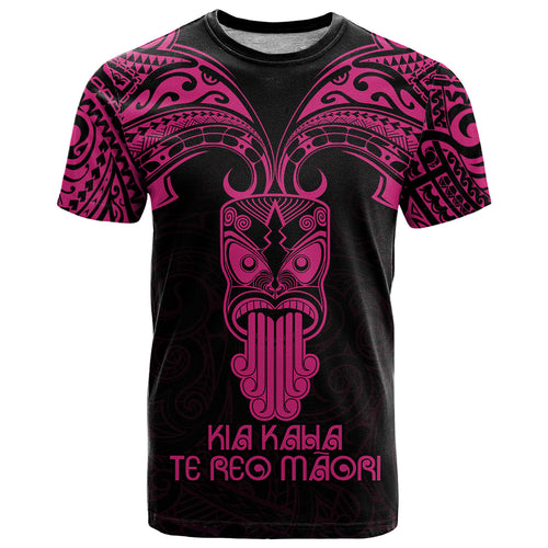 Personalised New Zealand Te Reo Maori T Shirt Kia Kaha Maori Language Week Pink Style LT9