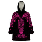 Personalised New Zealand Te Reo Maori Wearable Blanket Hoodie Kia Kaha Maori Language Week Pink Style LT9