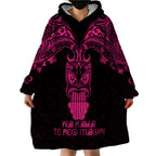 Personalised New Zealand Te Reo Maori Wearable Blanket Hoodie Kia Kaha Maori Language Week Pink Style LT9