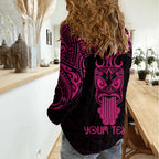 Personalised New Zealand Te Reo Maori Women Casual Shirt Kia Kaha Maori Language Week Pink Style LT9