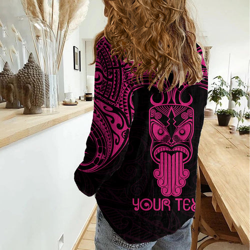 Personalised New Zealand Te Reo Maori Women Casual Shirt Kia Kaha Maori Language Week Pink Style LT9