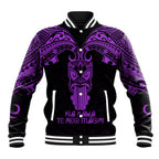 Personalised New Zealand Te Reo Maori Baseball Jacket Kia Kaha Maori Language Week Purple Style LT9