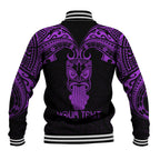 Personalised New Zealand Te Reo Maori Baseball Jacket Kia Kaha Maori Language Week Purple Style LT9