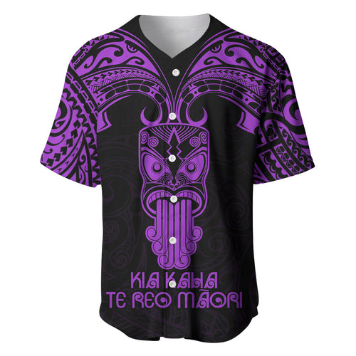 Personalised New Zealand Te Reo Maori Baseball Jersey Kia Kaha Maori Language Week Purple Style LT9