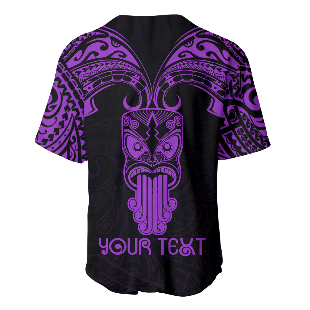Personalised New Zealand Te Reo Maori Baseball Jersey Kia Kaha Maori Language Week Purple Style LT9