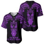 Personalised New Zealand Te Reo Maori Baseball Jersey Kia Kaha Maori Language Week Purple Style LT9