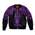 Personalised New Zealand Te Reo Maori Bomber Jacket Kia Kaha Maori Language Week Purple Style LT9