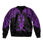 Personalised New Zealand Te Reo Maori Bomber Jacket Kia Kaha Maori Language Week Purple Style LT9