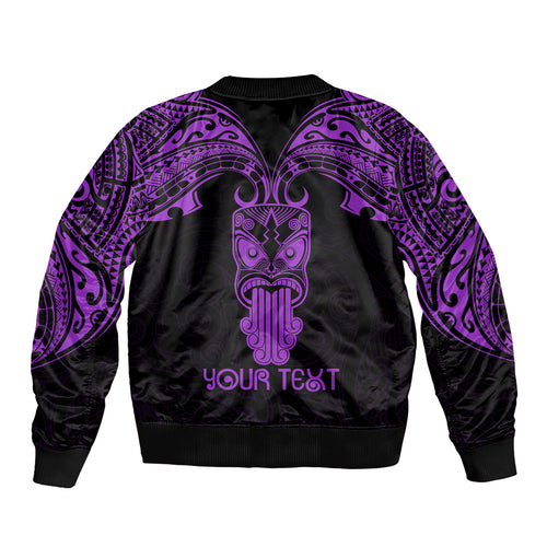 Personalised New Zealand Te Reo Maori Bomber Jacket Kia Kaha Maori Language Week Purple Style LT9