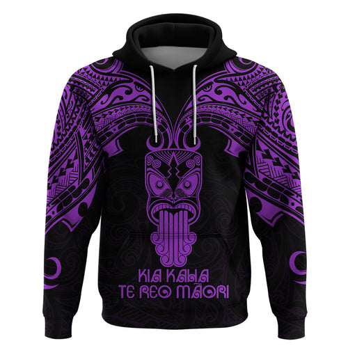 Personalised New Zealand Te Reo Maori Hoodie Kia Kaha Maori Language Week Purple Style LT9