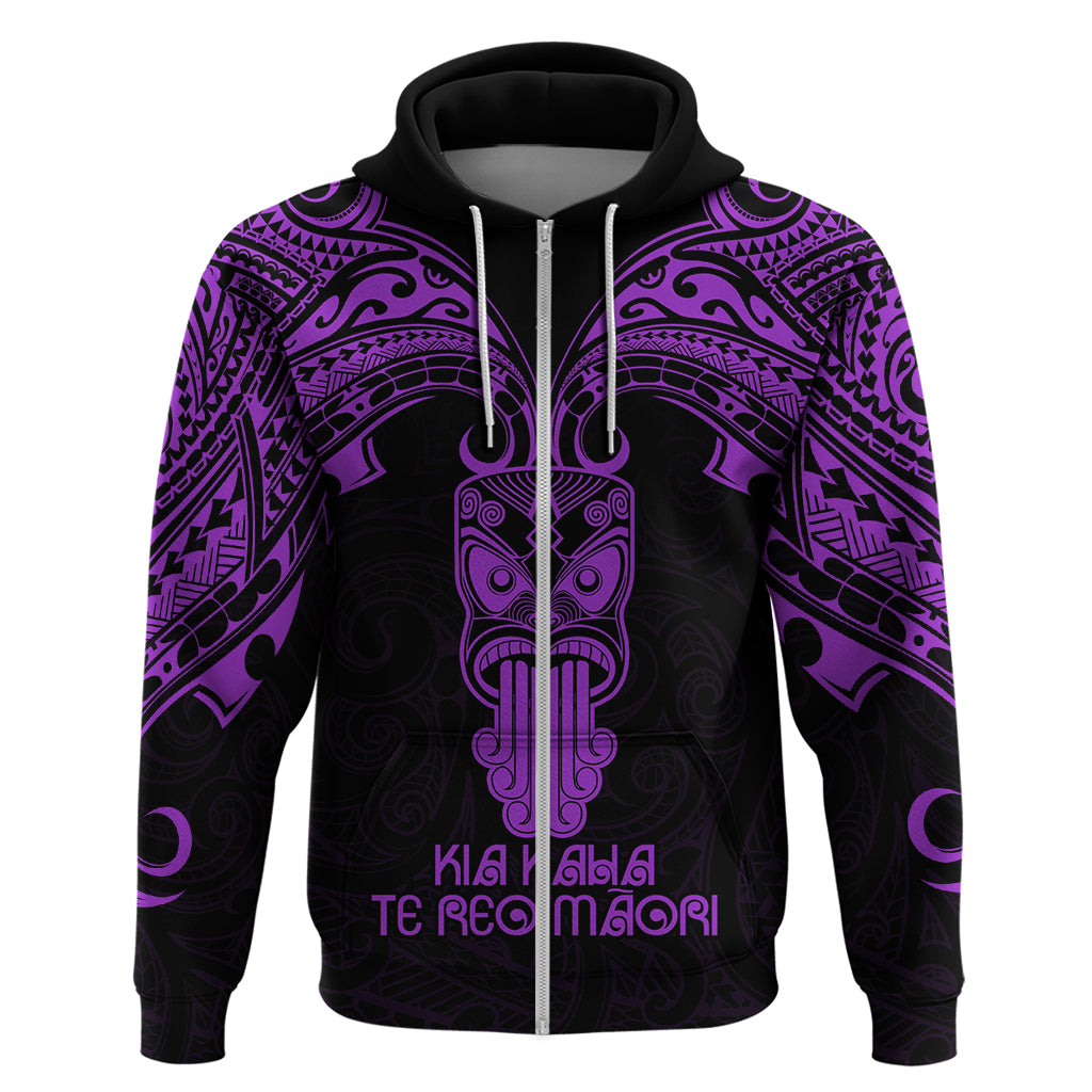 Personalised New Zealand Te Reo Maori Hoodie Kia Kaha Maori Language Week Purple Style LT9