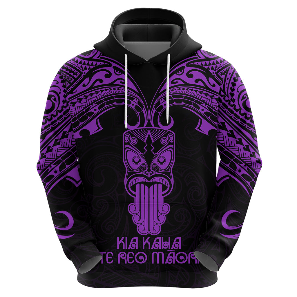 Personalised New Zealand Te Reo Maori Hoodie Kia Kaha Maori Language Week Purple Style LT9