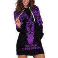 Personalised New Zealand Te Reo Maori Hoodie Dress Kia Kaha Maori Language Week Purple Style LT9