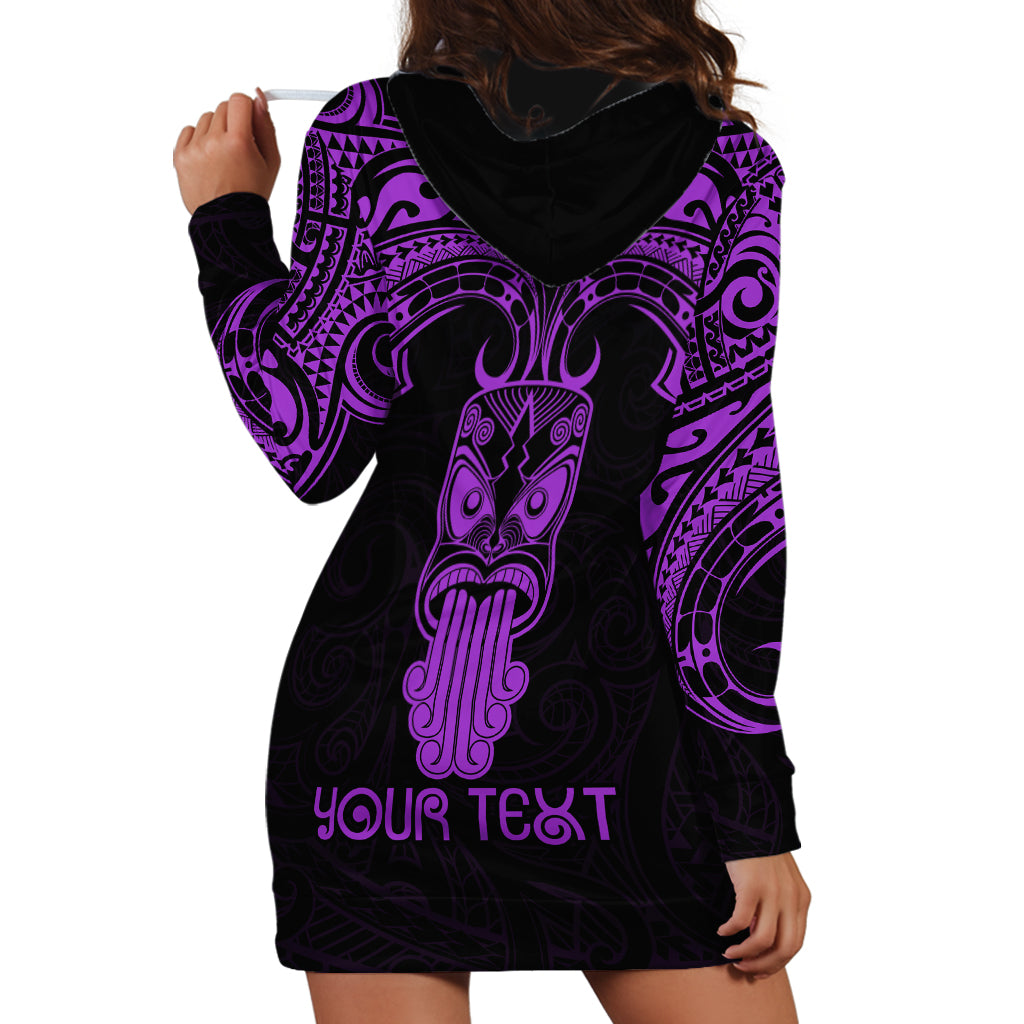 Personalised New Zealand Te Reo Maori Hoodie Dress Kia Kaha Maori Language Week Purple Style LT9