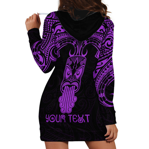 Personalised New Zealand Te Reo Maori Hoodie Dress Kia Kaha Maori Language Week Purple Style LT9