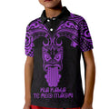 Personalised New Zealand Te Reo Maori Kid Polo Shirt Kia Kaha Maori Language Week Purple Style LT9
