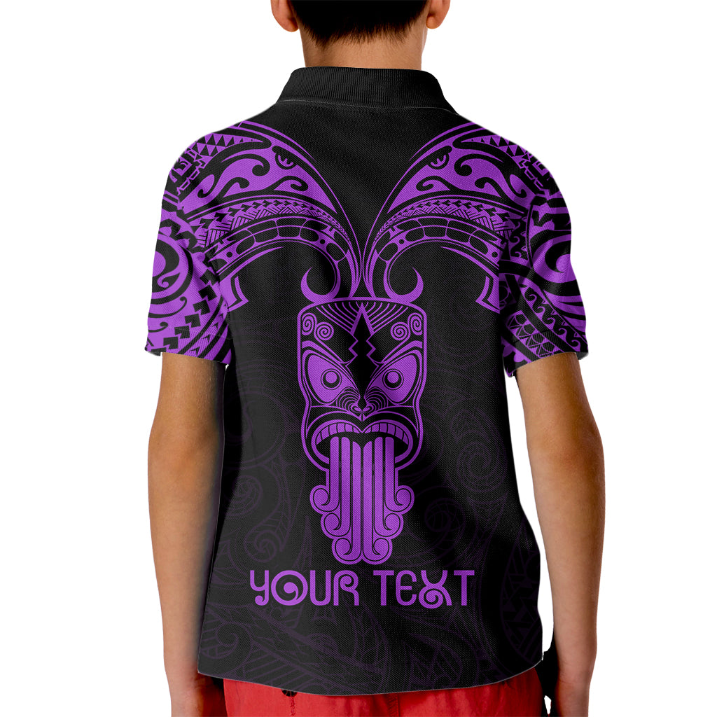 Personalised New Zealand Te Reo Maori Kid Polo Shirt Kia Kaha Maori Language Week Purple Style LT9