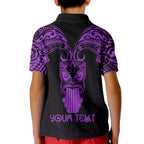 Personalised New Zealand Te Reo Maori Kid Polo Shirt Kia Kaha Maori Language Week Purple Style LT9