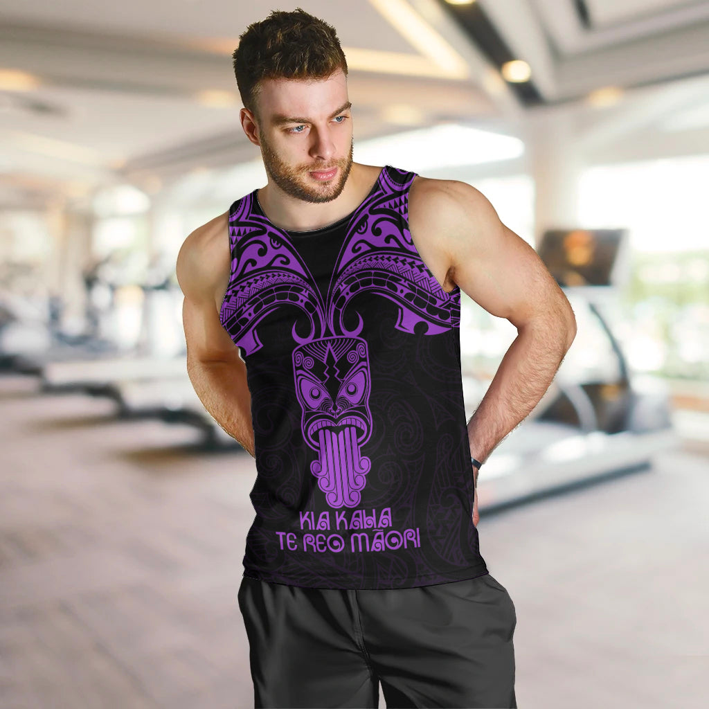 Personalised New Zealand Te Reo Maori Men Tank Top Kia Kaha Maori Language Week Purple Style LT9