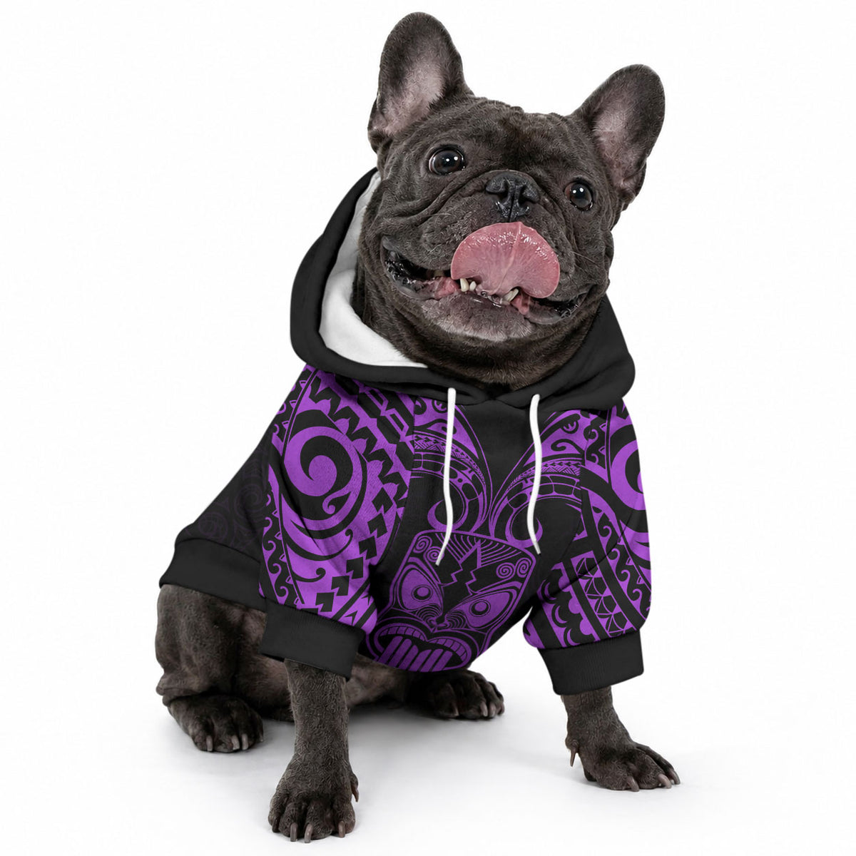 Personalised New Zealand Te Reo Maori Pet Hoodie Kia Kaha Maori Language Week Purple Style