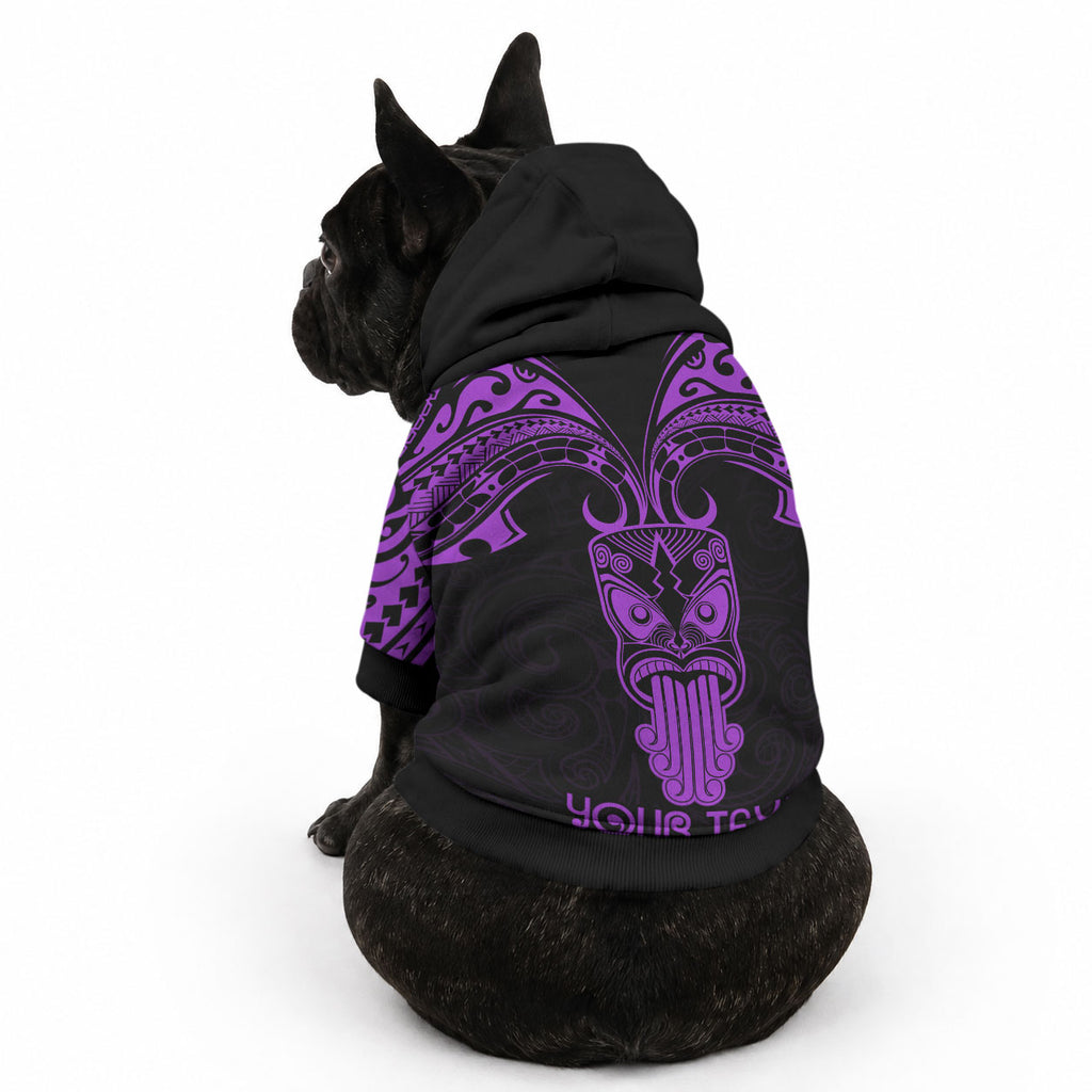 Personalised New Zealand Te Reo Maori Pet Hoodie Kia Kaha Maori Language Week Purple Style