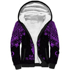 Personalised New Zealand Te Reo Maori Sherpa Hoodie Kia Kaha Maori Language Week Purple Style LT9