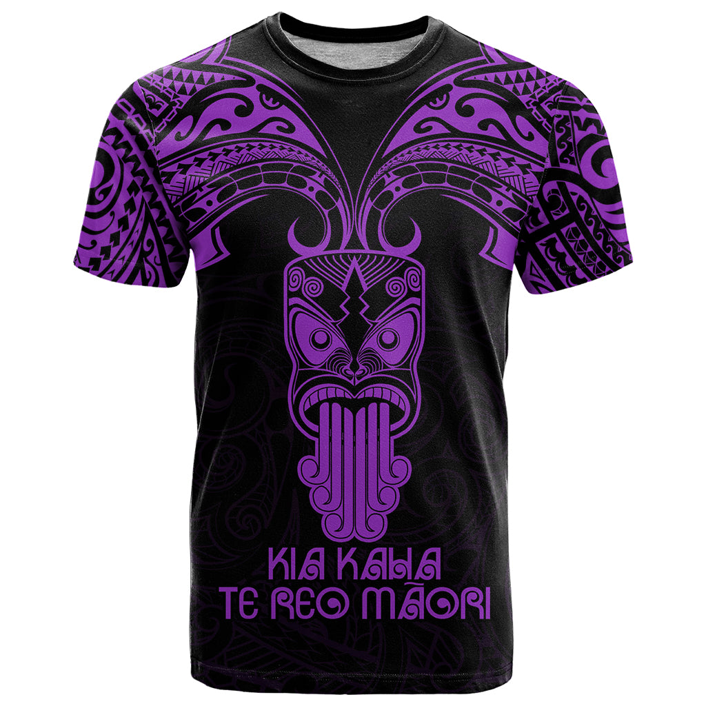 Personalised New Zealand Te Reo Maori T Shirt Kia Kaha Maori Language Week Purple Style LT9