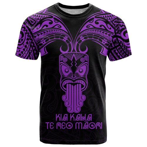 Personalised New Zealand Te Reo Maori T Shirt Kia Kaha Maori Language Week Purple Style LT9