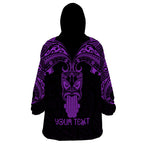 Personalised New Zealand Te Reo Maori Wearable Blanket Hoodie Kia Kaha Maori Language Week Purple Style LT9
