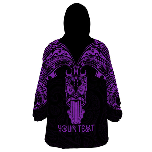 Personalised New Zealand Te Reo Maori Wearable Blanket Hoodie Kia Kaha Maori Language Week Purple Style LT9