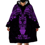 Personalised New Zealand Te Reo Maori Wearable Blanket Hoodie Kia Kaha Maori Language Week Purple Style LT9