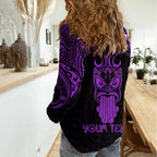 Personalised New Zealand Te Reo Maori Women Casual Shirt Kia Kaha Maori Language Week Purple Style LT9