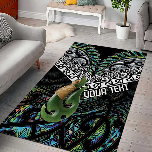 Personalised Maori Manaia Area Rug New Zealand Tribal Hei Matau Papua Shell