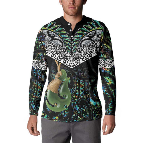 Personalised Maori Manaia Button Sweatshirt New Zealand Tribal Hei Matau Papua Shell