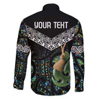 Personalised Maori Manaia Family Matching Off Shoulder Maxi Dress and Hawaiian Shirt New Zealand Tribal Hei Matau Papua Shell