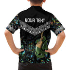 Personalised Maori Manaia Family Matching Off Shoulder Short Dress and Hawaiian Shirt New Zealand Tribal Hei Matau Papua Shell