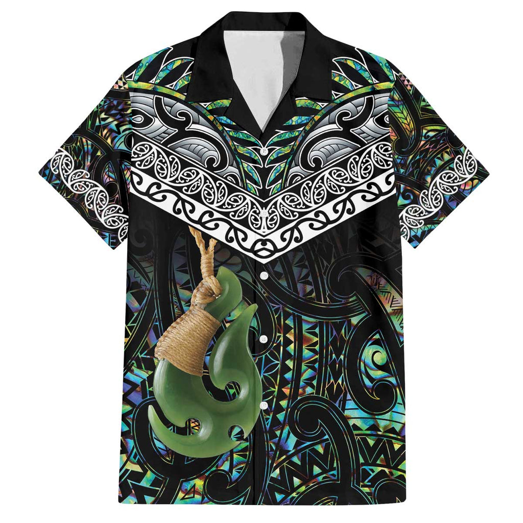 Personalised Maori Manaia Family Matching Off Shoulder Short Dress and Hawaiian Shirt New Zealand Tribal Hei Matau Papua Shell